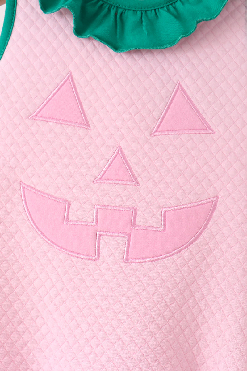 Pink Jack-O-Lantern Applique Bubble