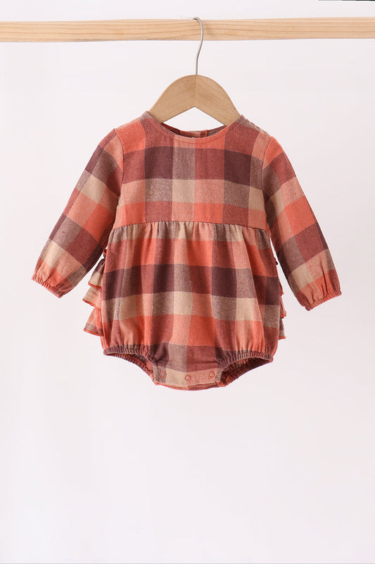 Rust Plaid Ruffle Bubble
