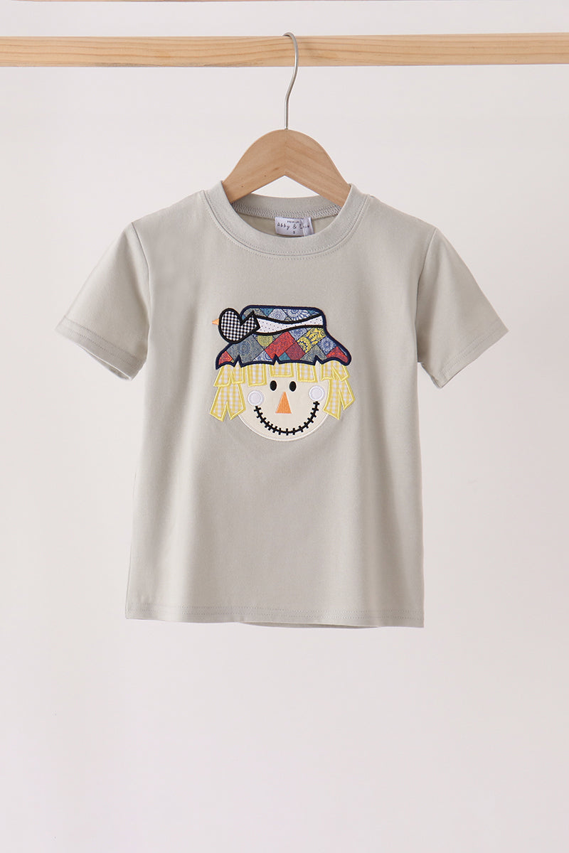 Boys Gray Scarecrow Embroidery Top