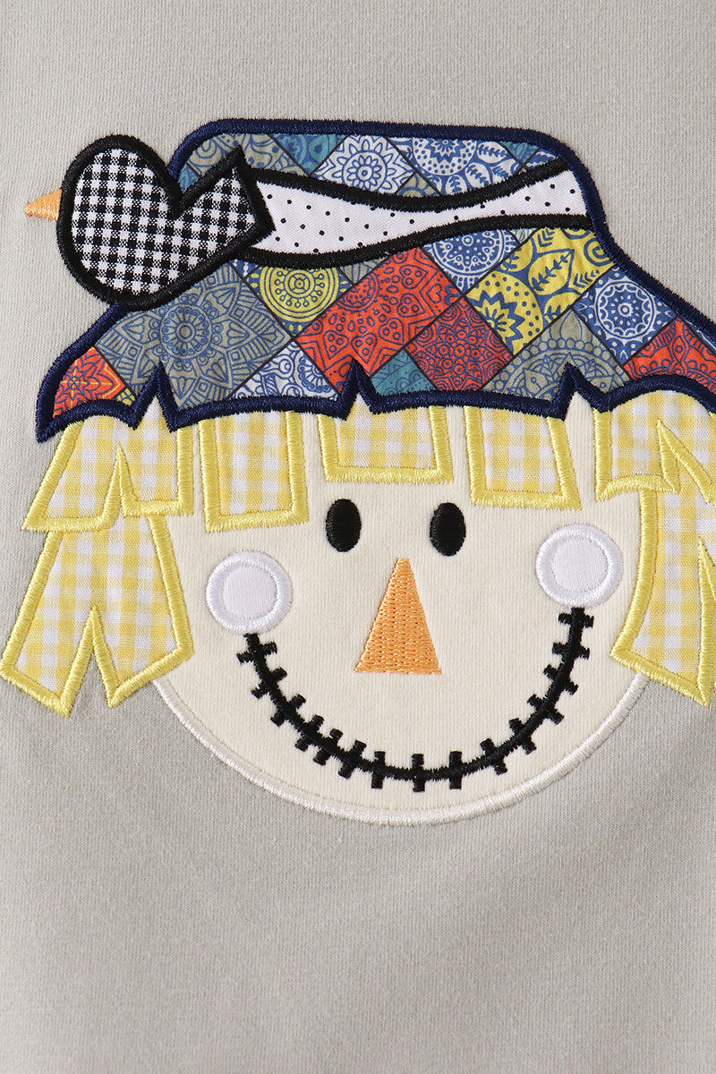 Boys Gray Scarecrow Embroidery Top