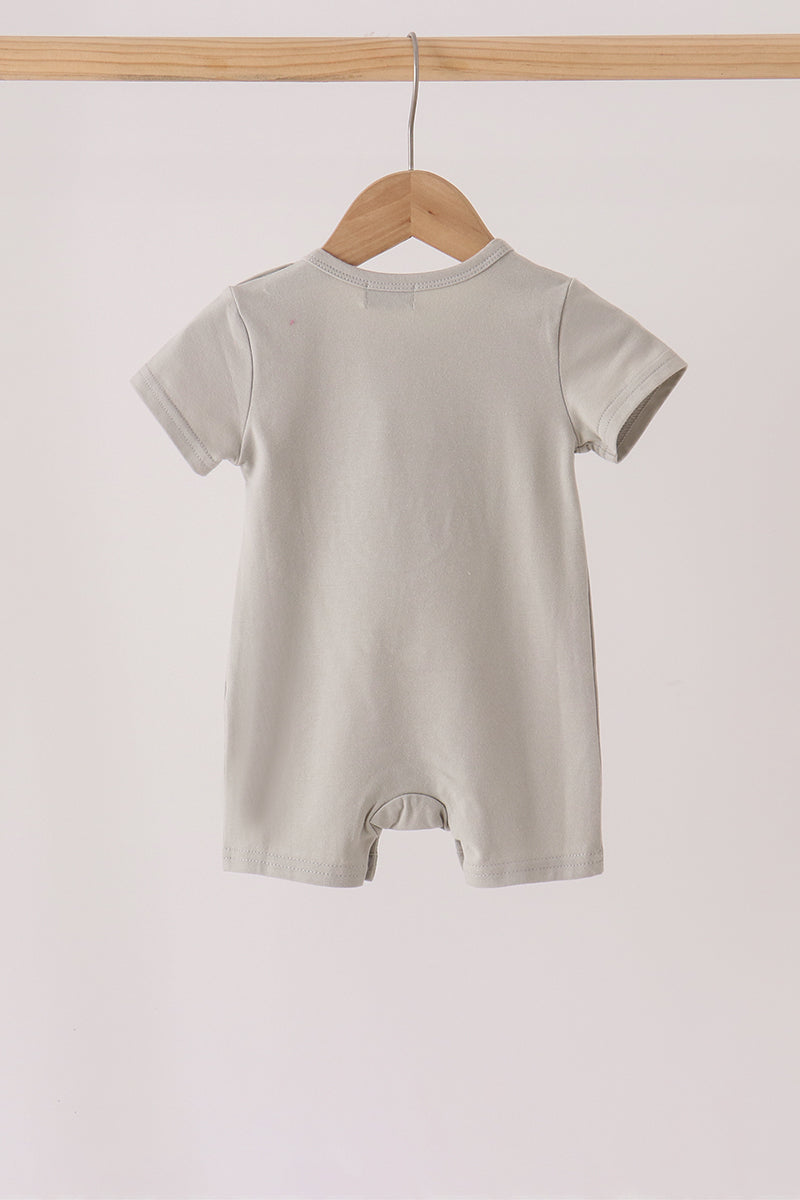 Baby Boy Gray Scarecrow Embroidery Romper