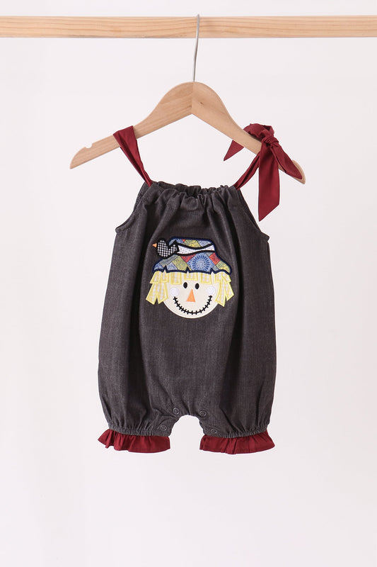 Baby Girl Charcoal Scarecrow Embroidery Bubble