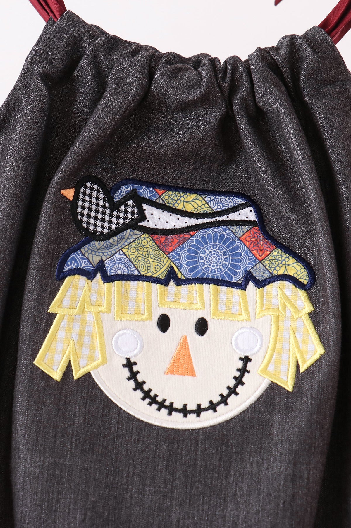 Baby Girl Charcoal Scarecrow Embroidery Bubble
