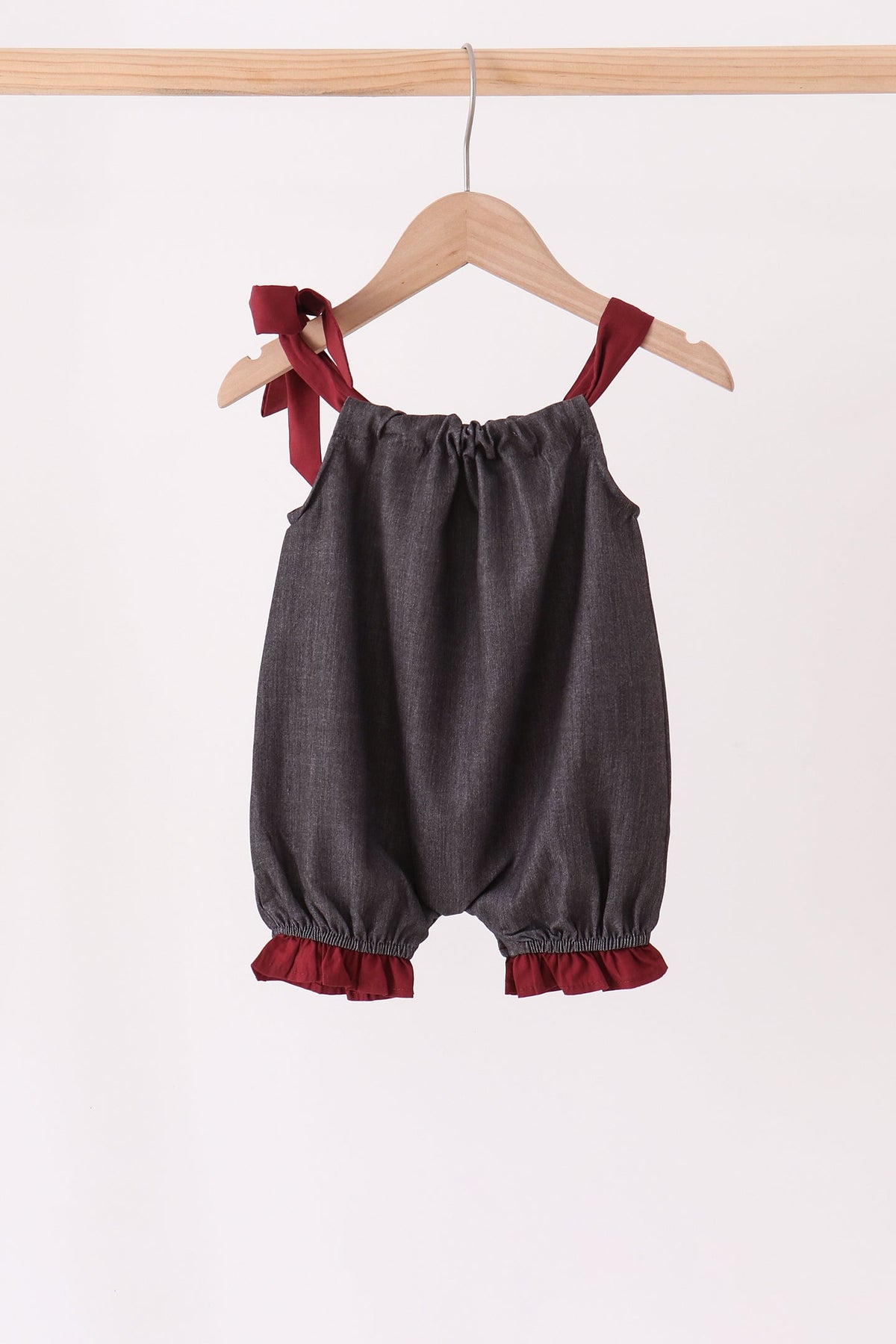 Baby Girl Charcoal Scarecrow Embroidery Bubble