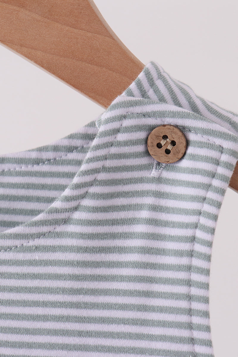 Baby Boy Sage Turkey Embroidery Stripe Jon Jon