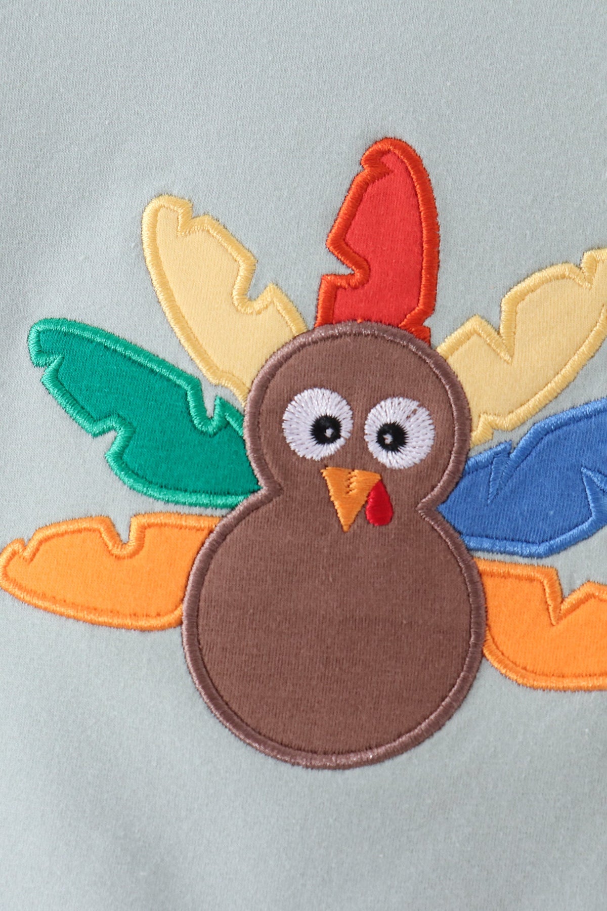Long Sleeve Sage Turkey Embroidery Top