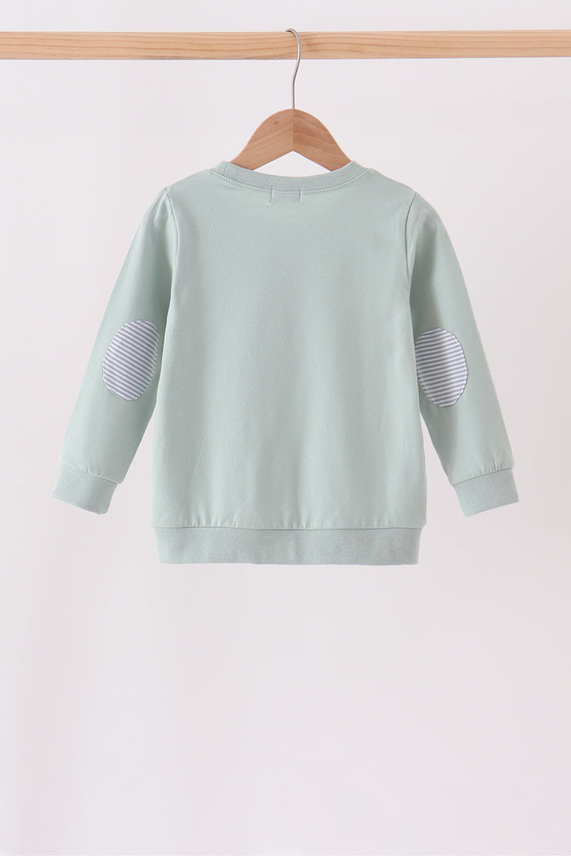 Long Sleeve Sage Turkey Embroidery Top