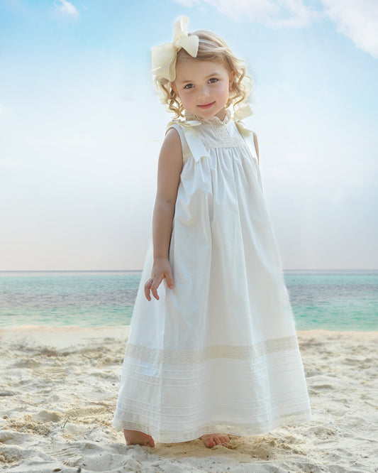 Girls Cambridge White Sleeveless Heirloom Dress