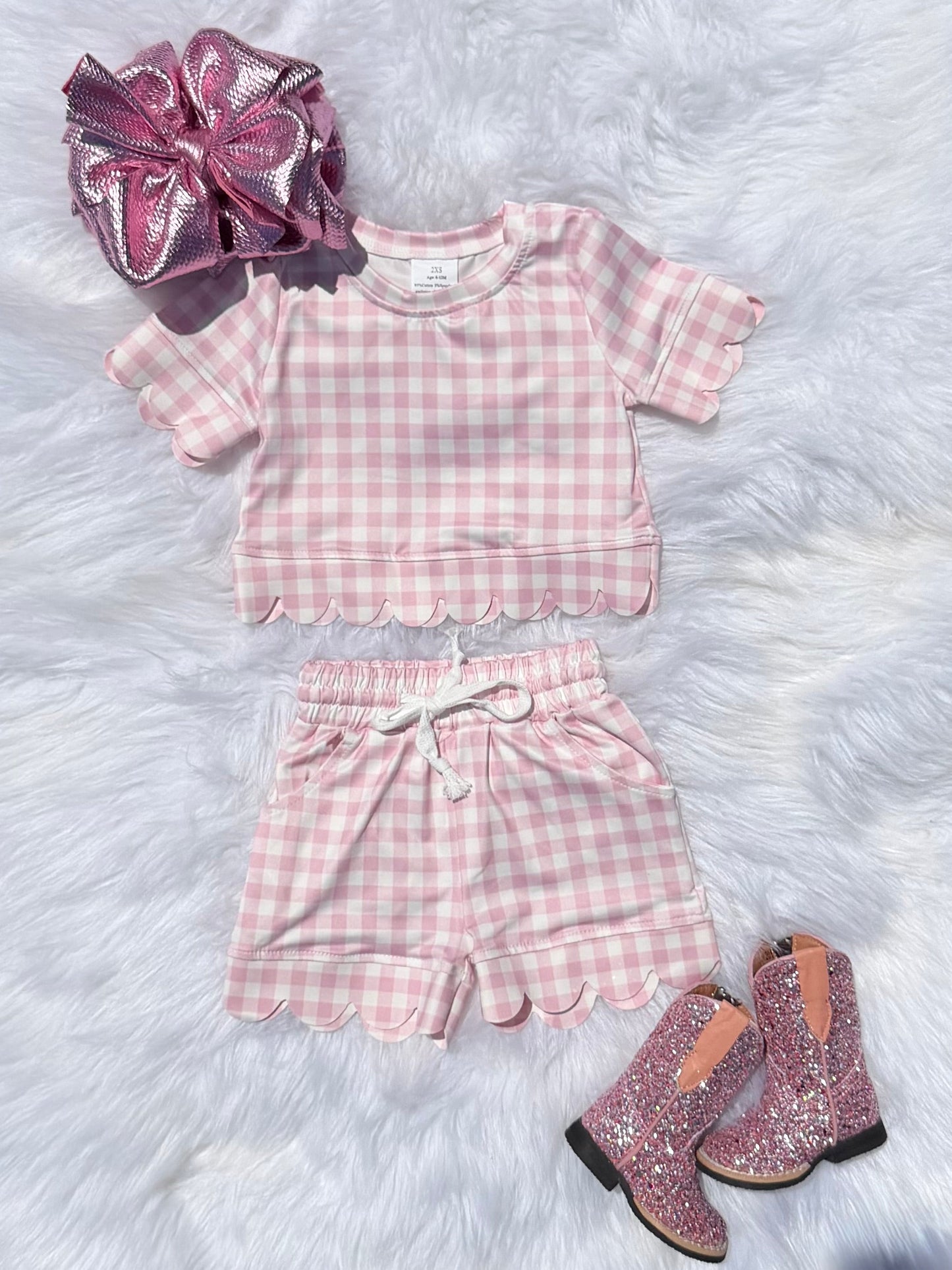 Baby & Girls Light Pink Plaid Set