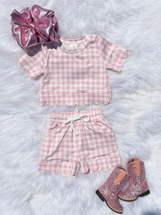 Baby & Girls Light Pink Plaid Set