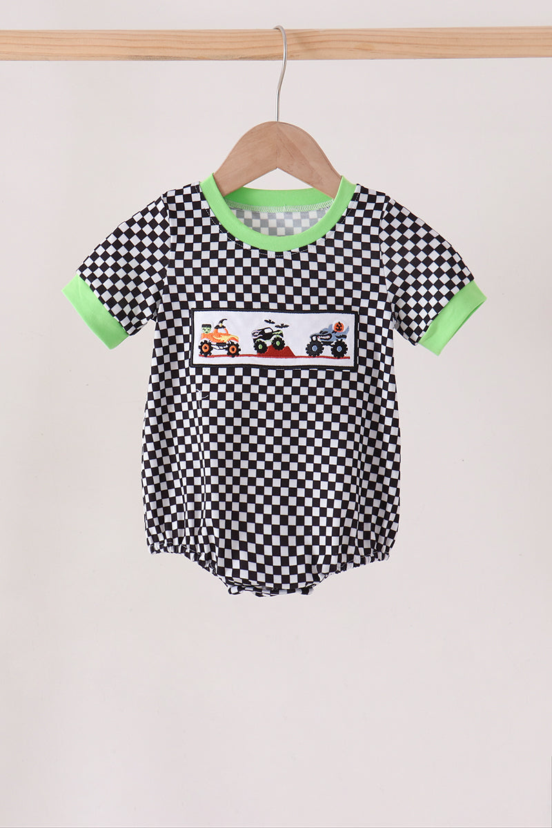 Baby Boy Checkered Monster Truck Bubble
