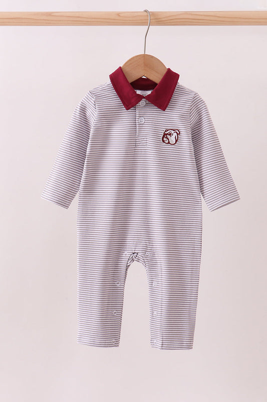 Baby Boy Georgia Bulldog Long Sleeve Polo Romper 