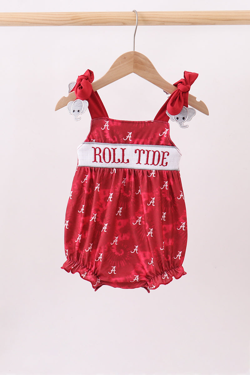 Baby Girl Alabama Roll Tide Smocked Bubble