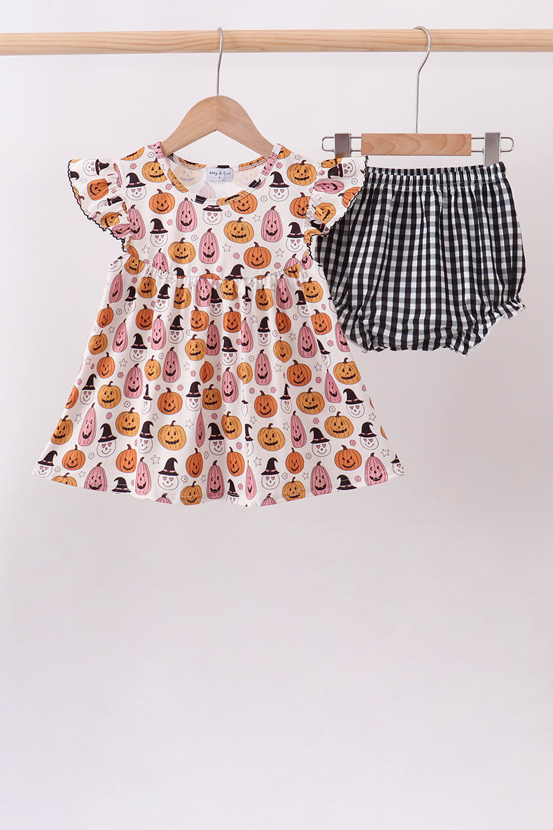 Baby Toddler Pumpkin Ruffle Bloomer Set
