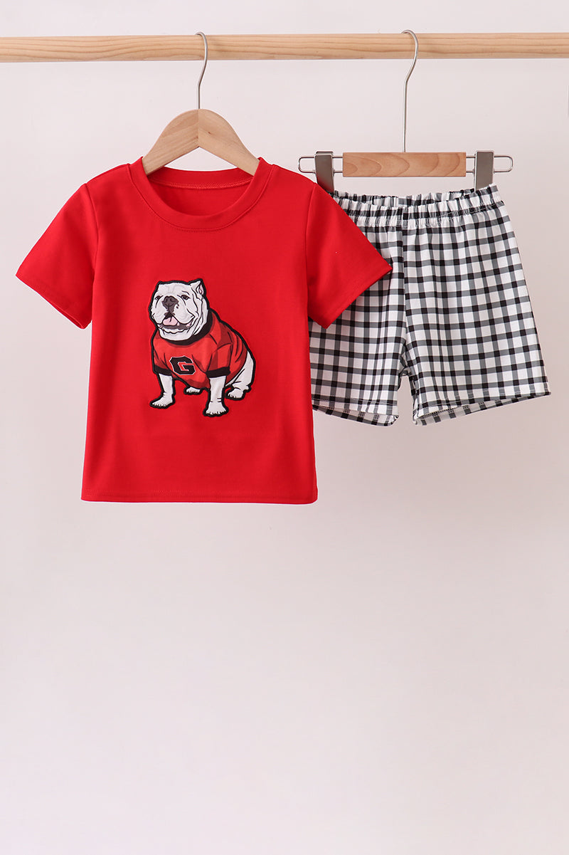 Boys Georgia Bulldogs Applique Gingham Shorts Set