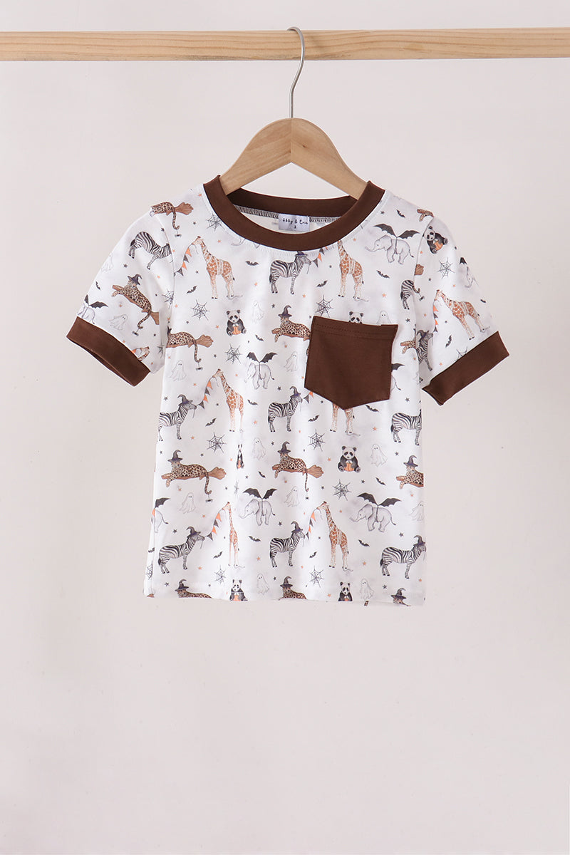 Boys Spooky Zoo Animal Pocket Tee