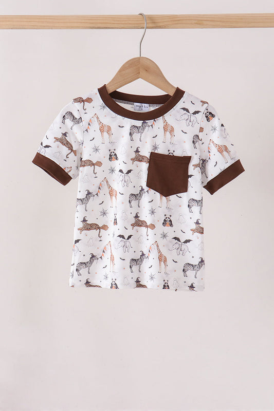 Boys Spooky Zoo Animal Pocket Tee