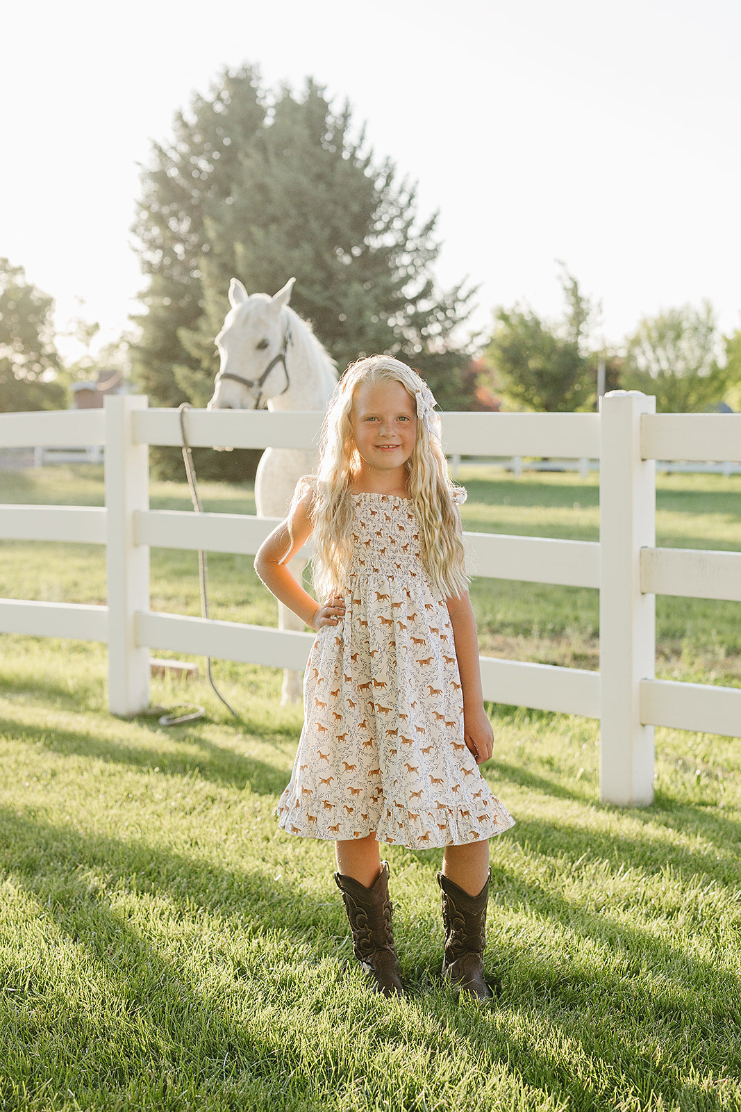 Baby & Girls Pony Smocked Dress