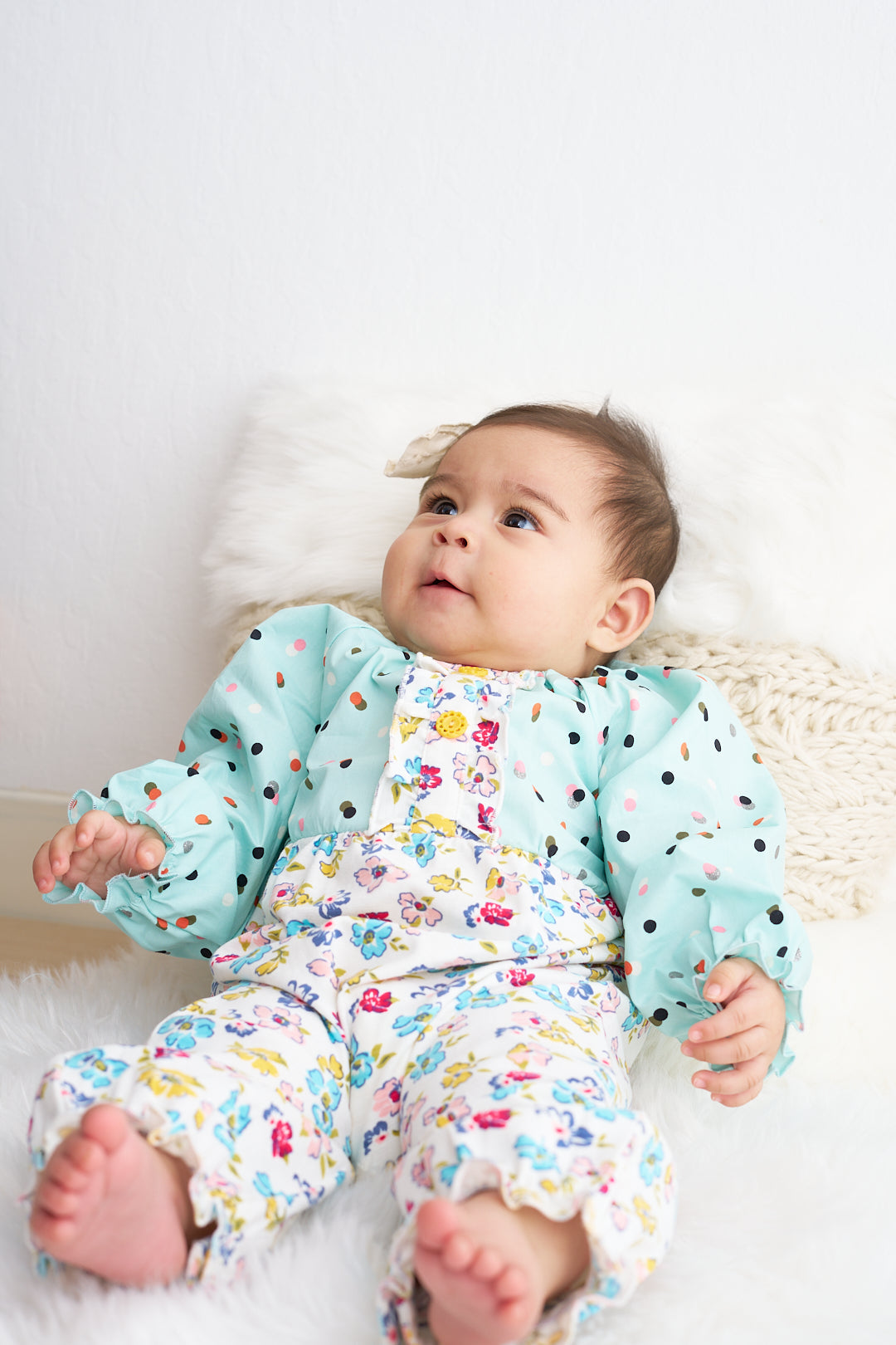 Mint Floral Print Baby Girl Romper