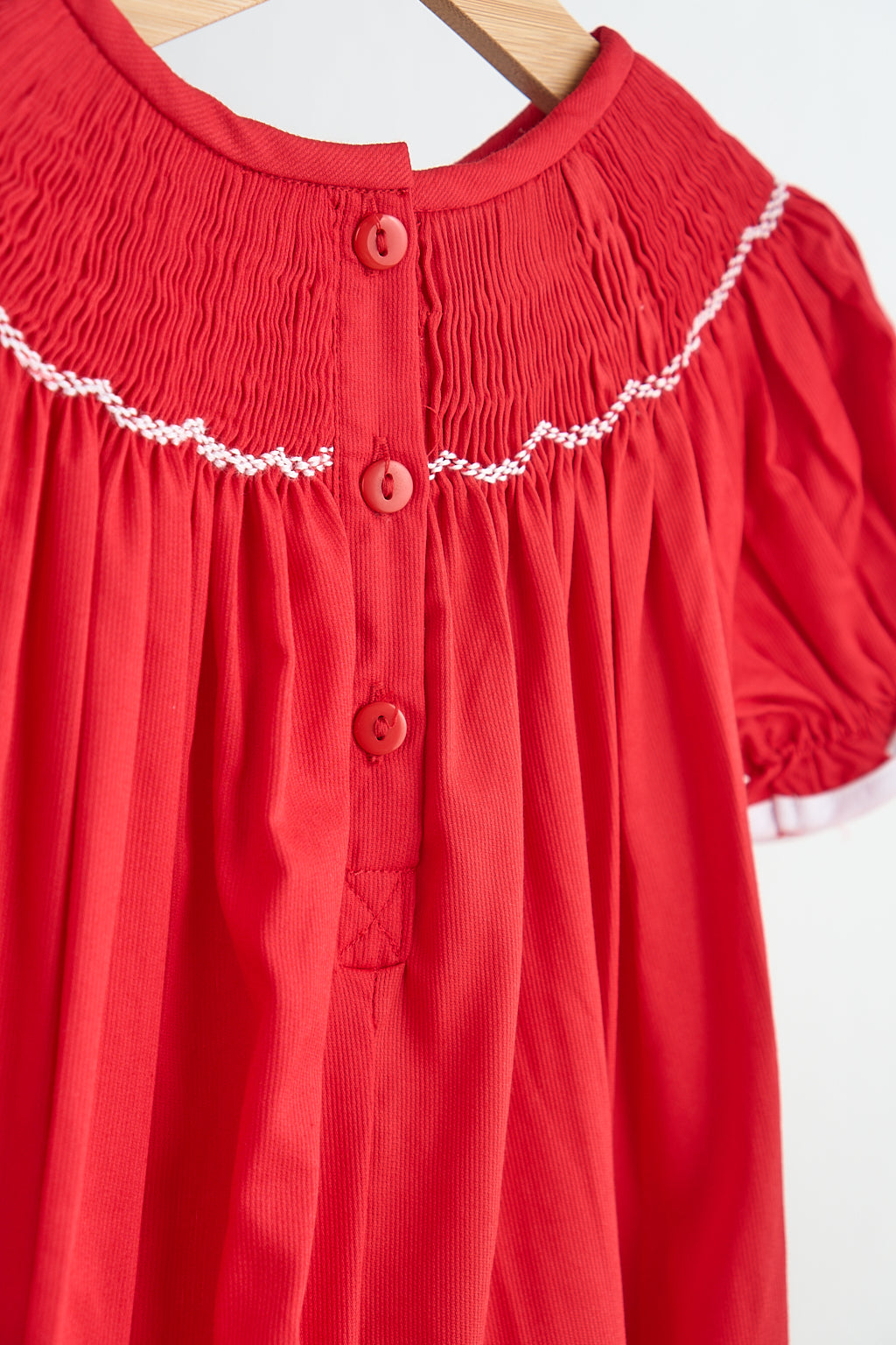 Red Christmas Candy Hand Smocked Girl Romper