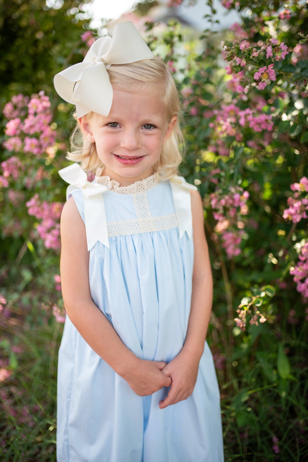 Cambridge Blue Sleeveless Heirloom Dress