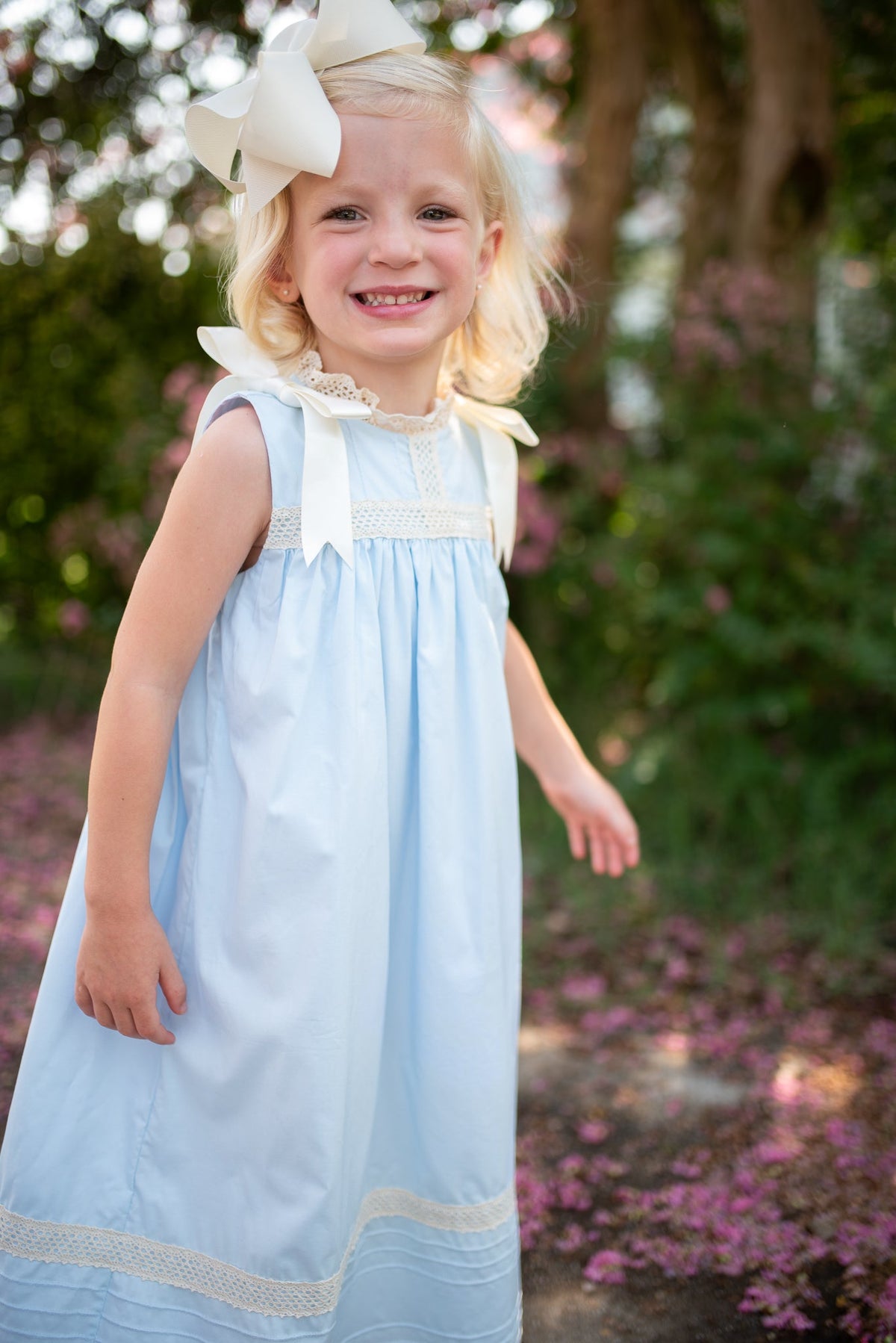Cambridge Blue Sleeveless Heirloom Dress