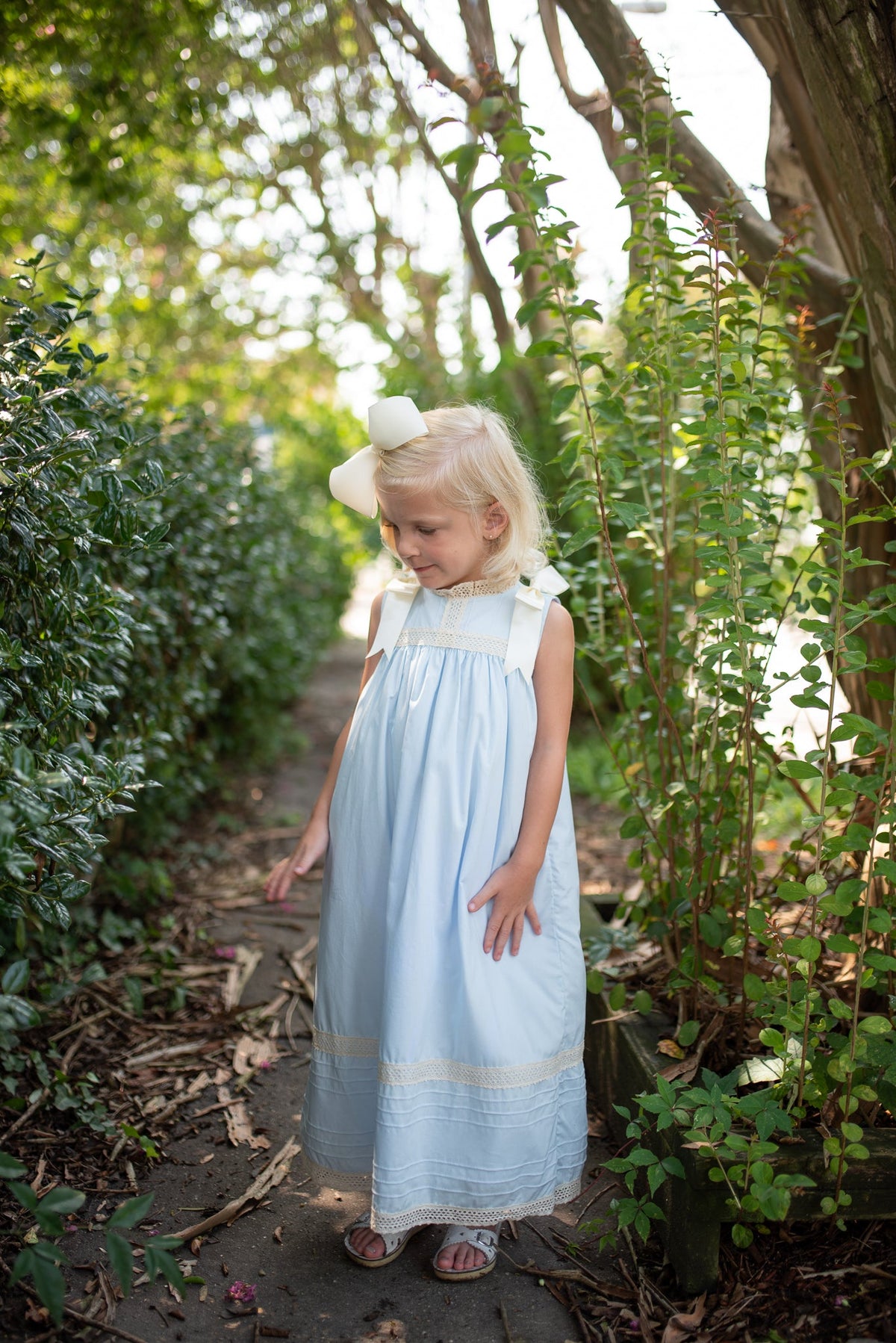 Cambridge Blue Sleeveless Heirloom Dress