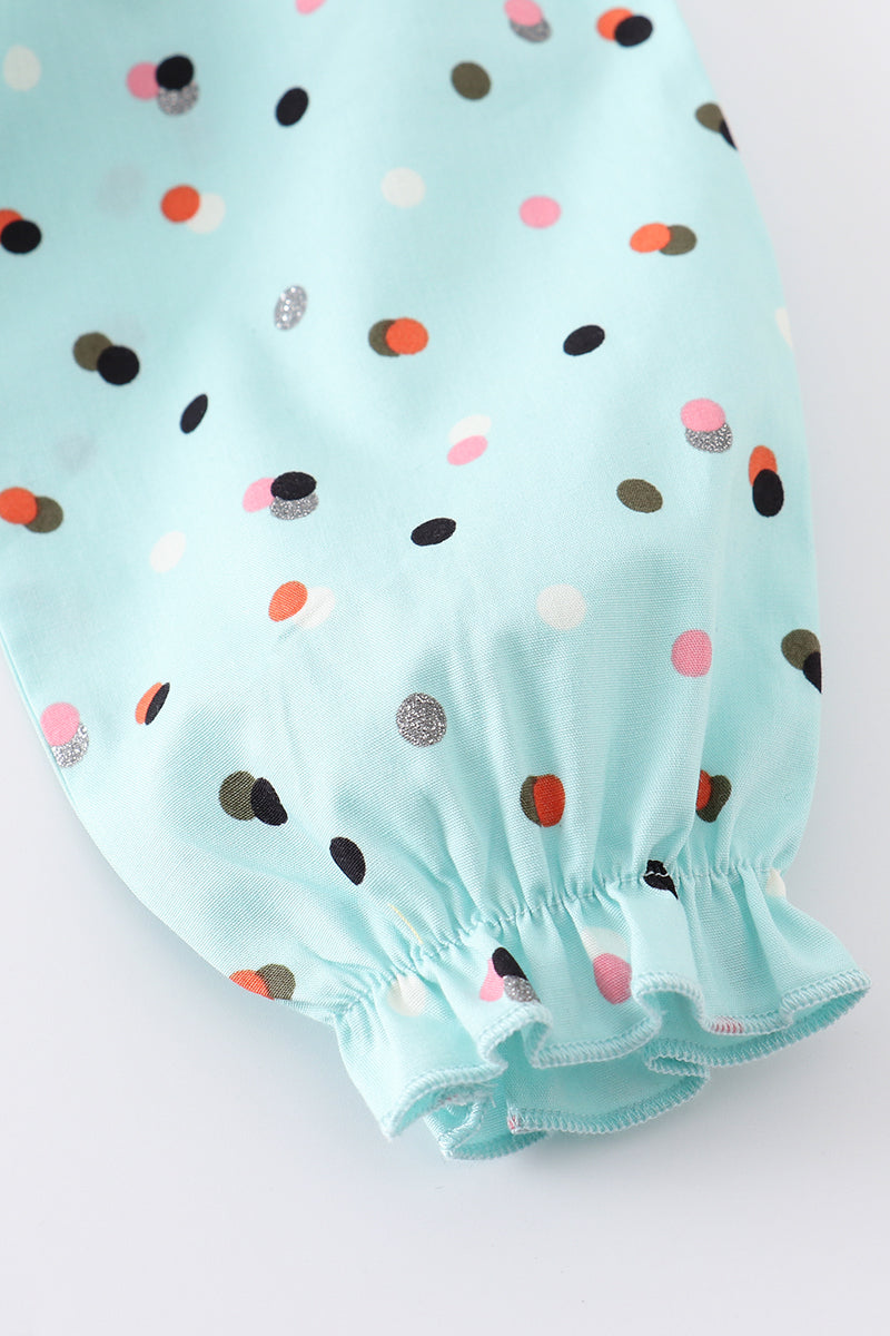 Mint Floral Print Baby Girl Romper