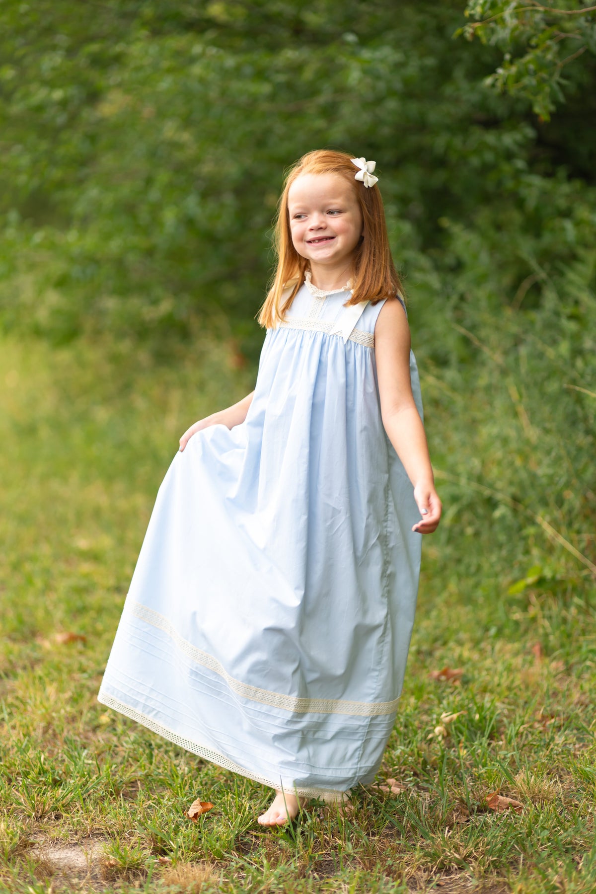 Cambridge Blue Sleeveless Heirloom Dress