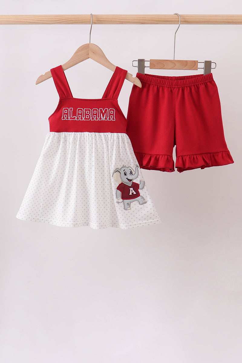 Girls Alabama Crimson Tide Applique Ruffle Shorts Set