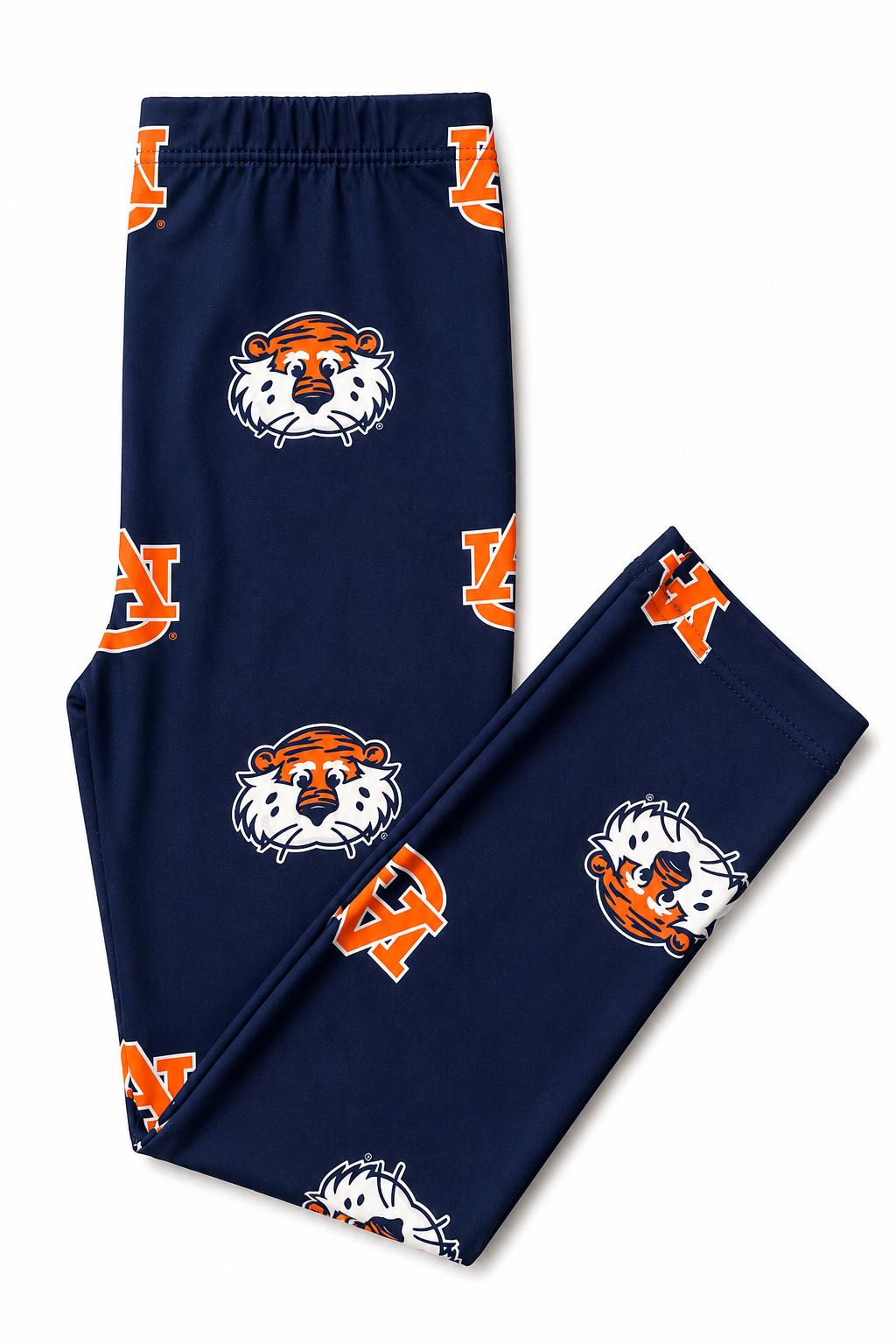 Girls Auburn Blue Aubie Leggings