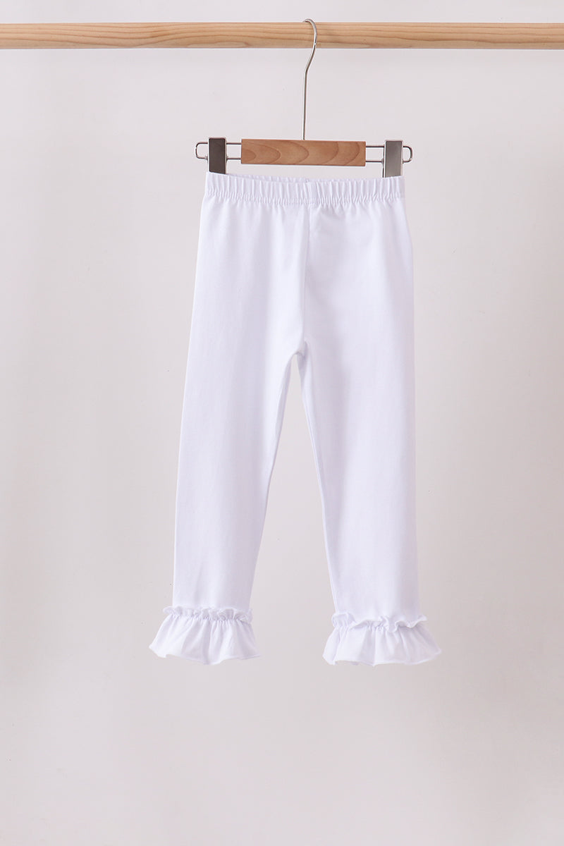 Girls White Ruffle Pants
