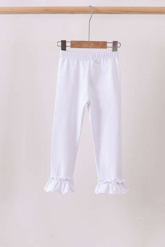 Girls White Ruffle Pants