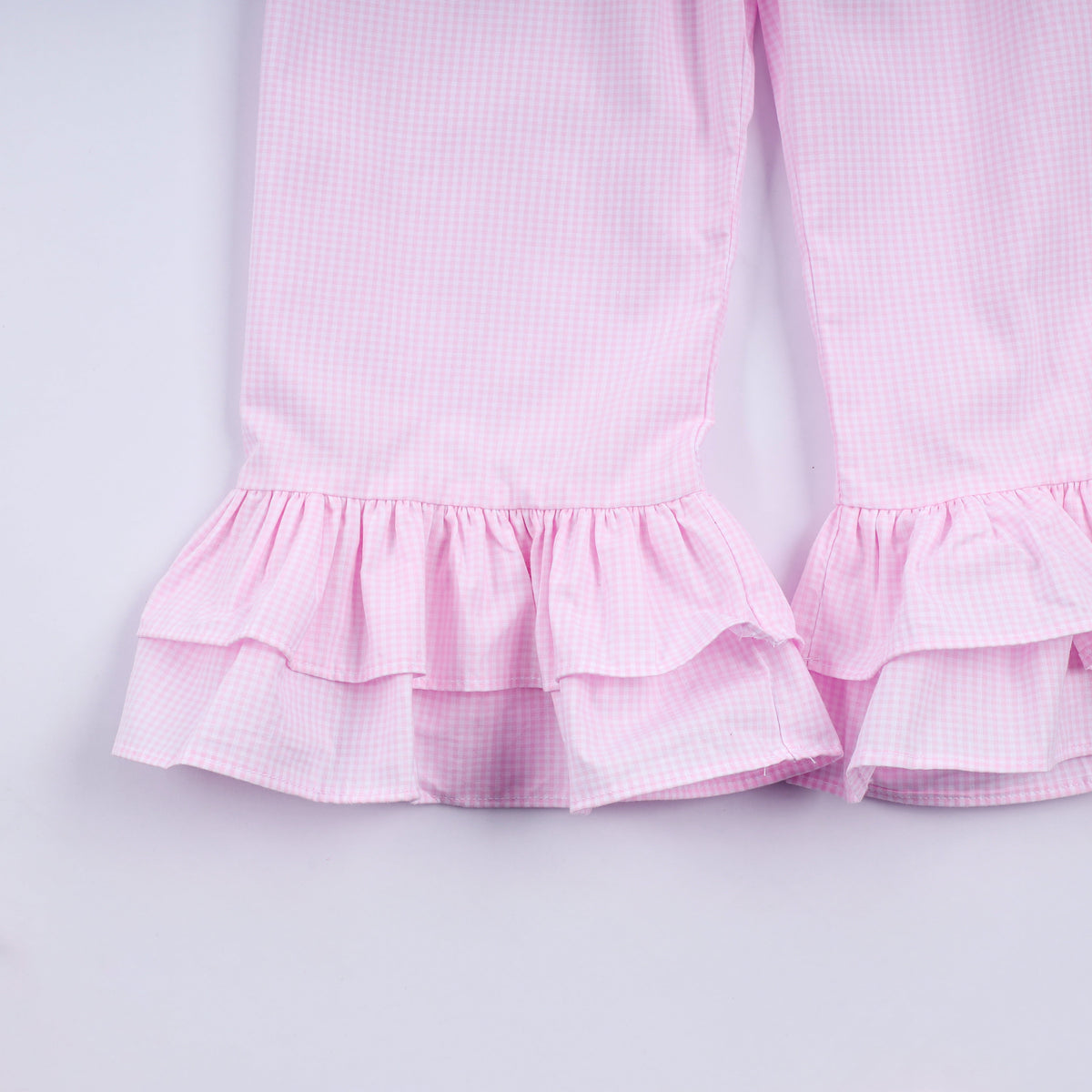 Girls Pink Christmas Tree Hand Smocked Ruffle Pants Set