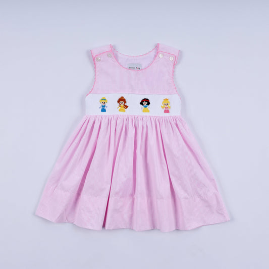 Pink Princess Hand Smocked Gingham Dress