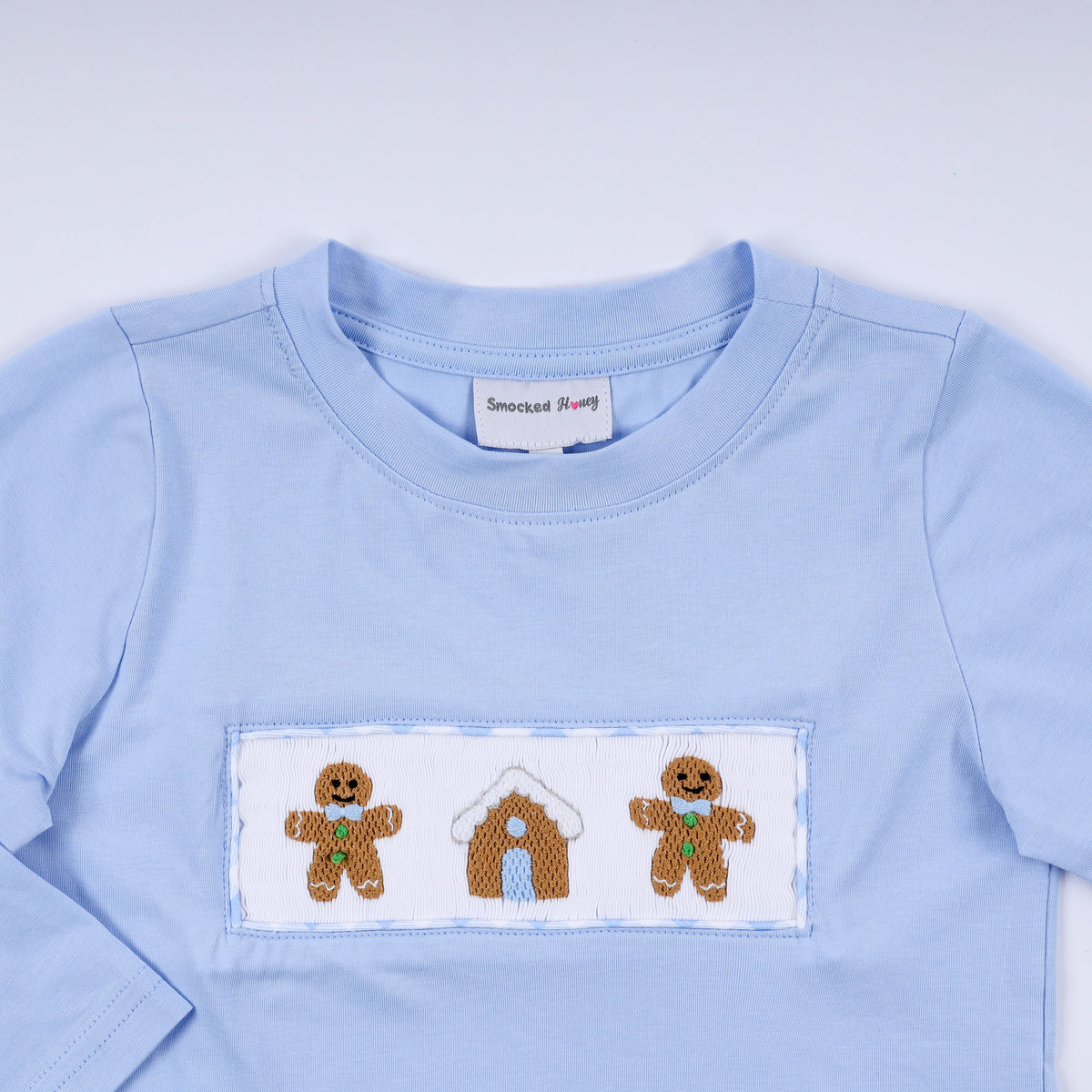 Boys Blue Gingerbread Hand Smocked Gingham Pants Set