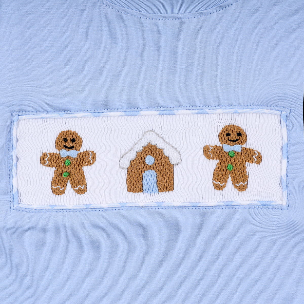 Boys Blue Gingerbread Hand Smocked Gingham Pants Set