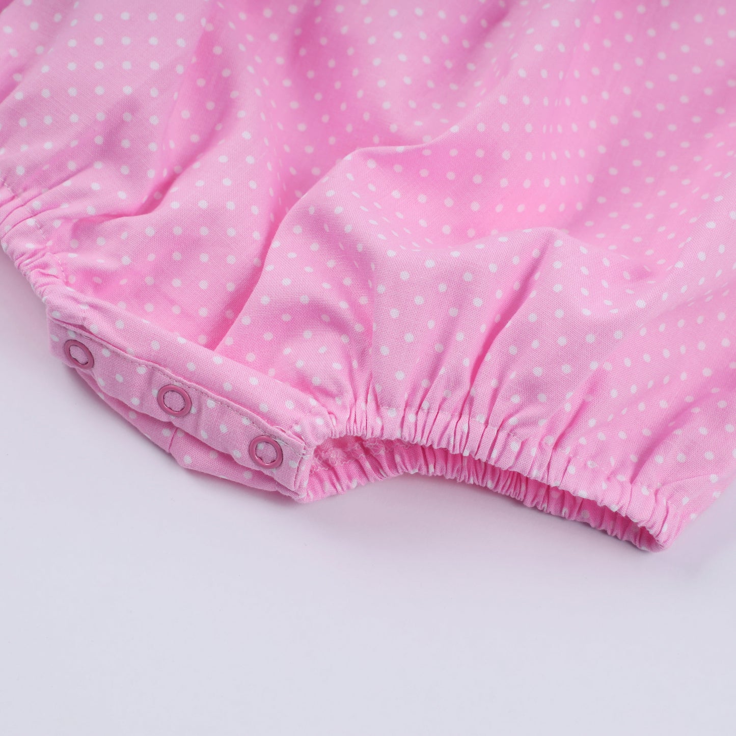 Pink Character Smocked Dot Ruffle Bubble