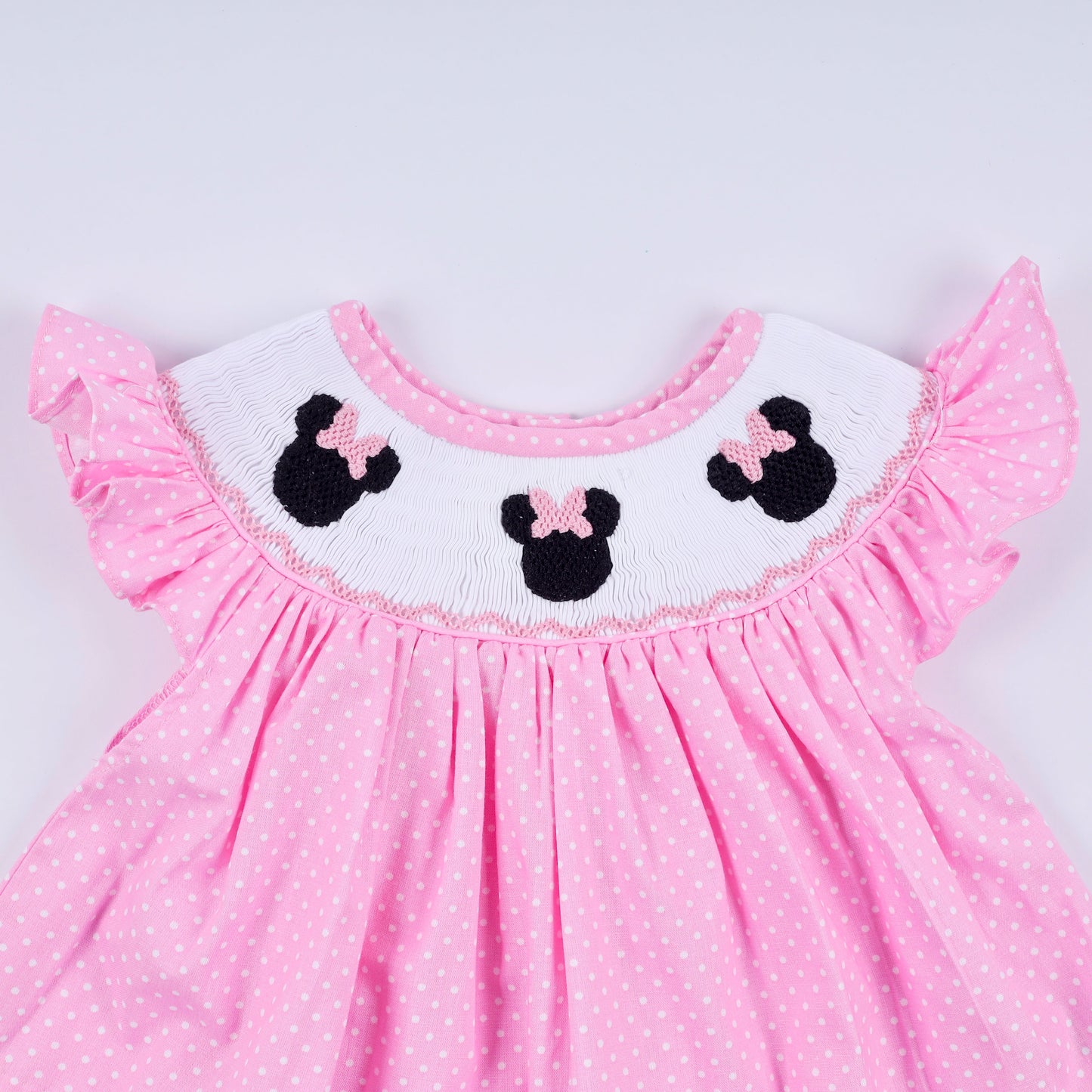 Pink Smocked Dot Ruffle Bloomer Set
