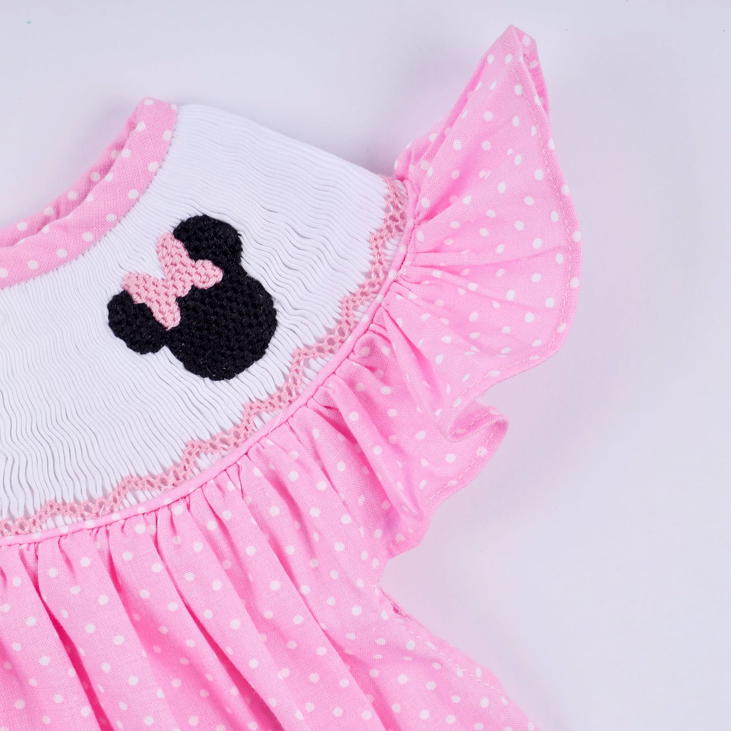 Pink Smocked Dot Ruffle Bloomer Set