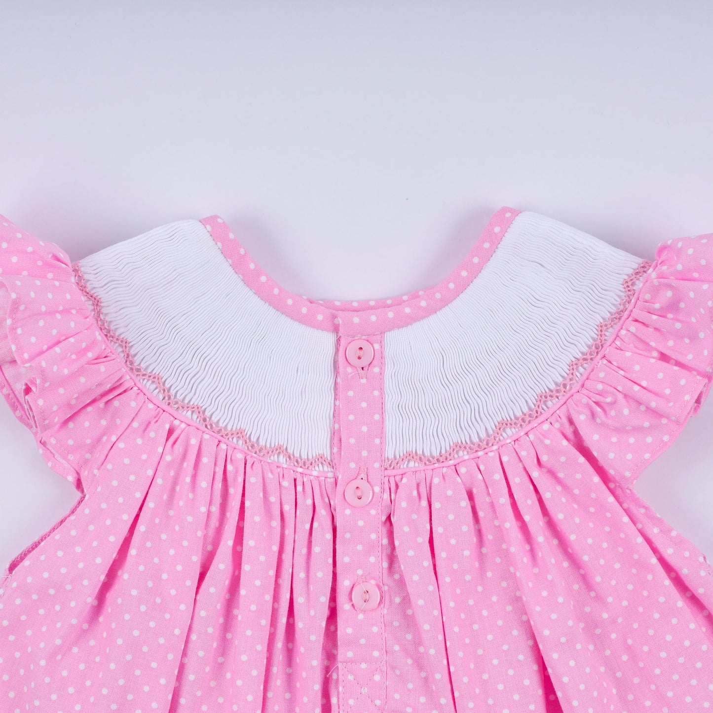 Pink Smocked Dot Ruffle Bloomer Set