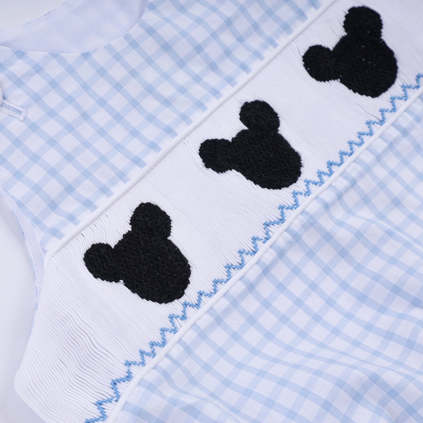 Blue Gingham Bubble Smocked Hand Character