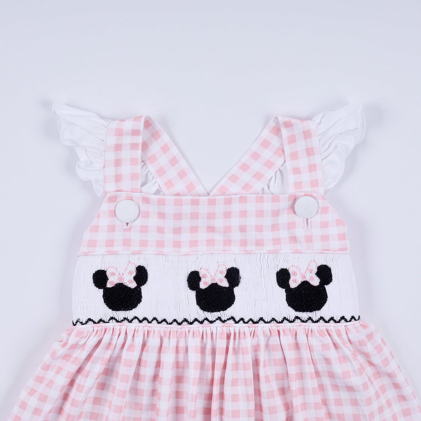 Pink Character Plaid Smocked Dress