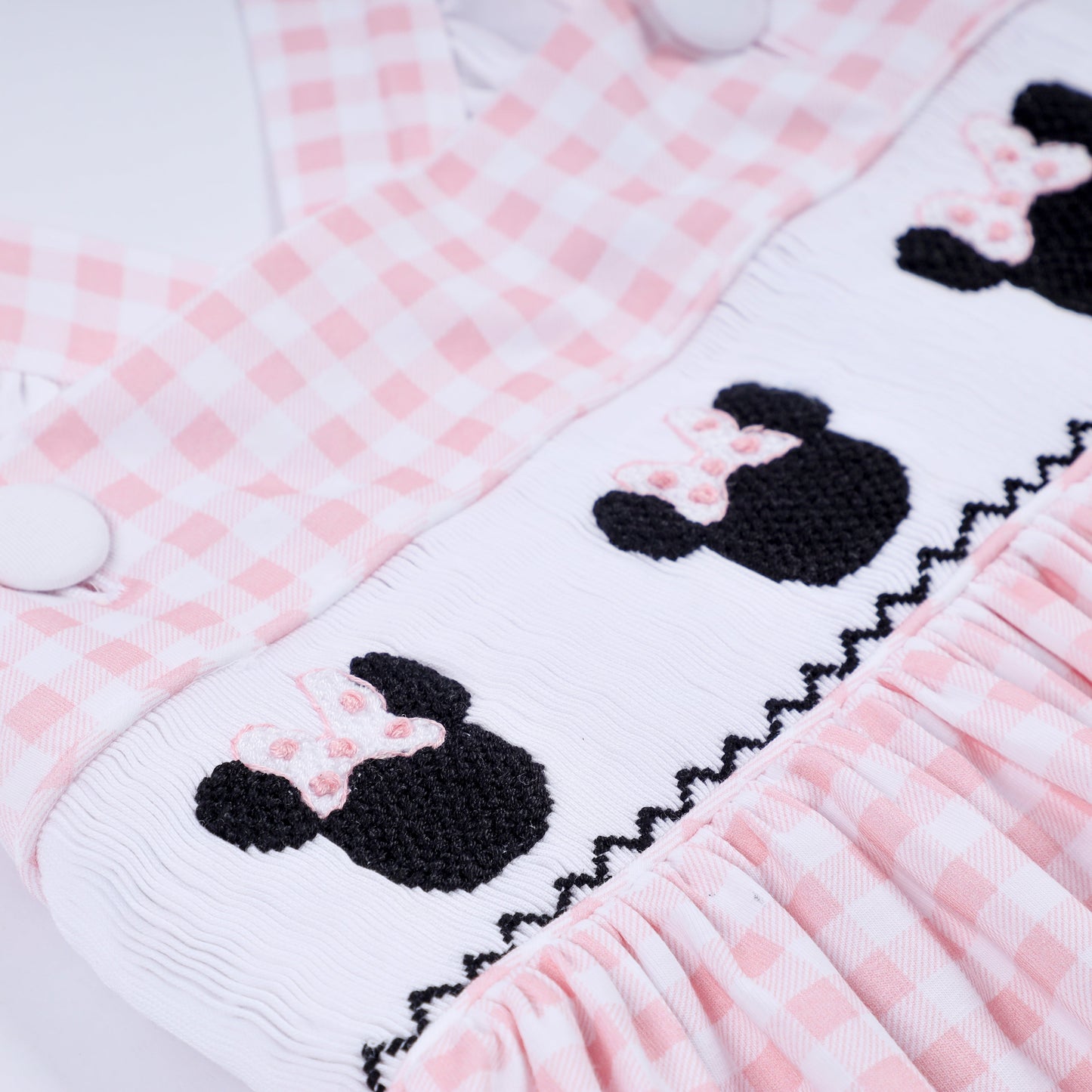 Pink Character Plaid Smocked Dress