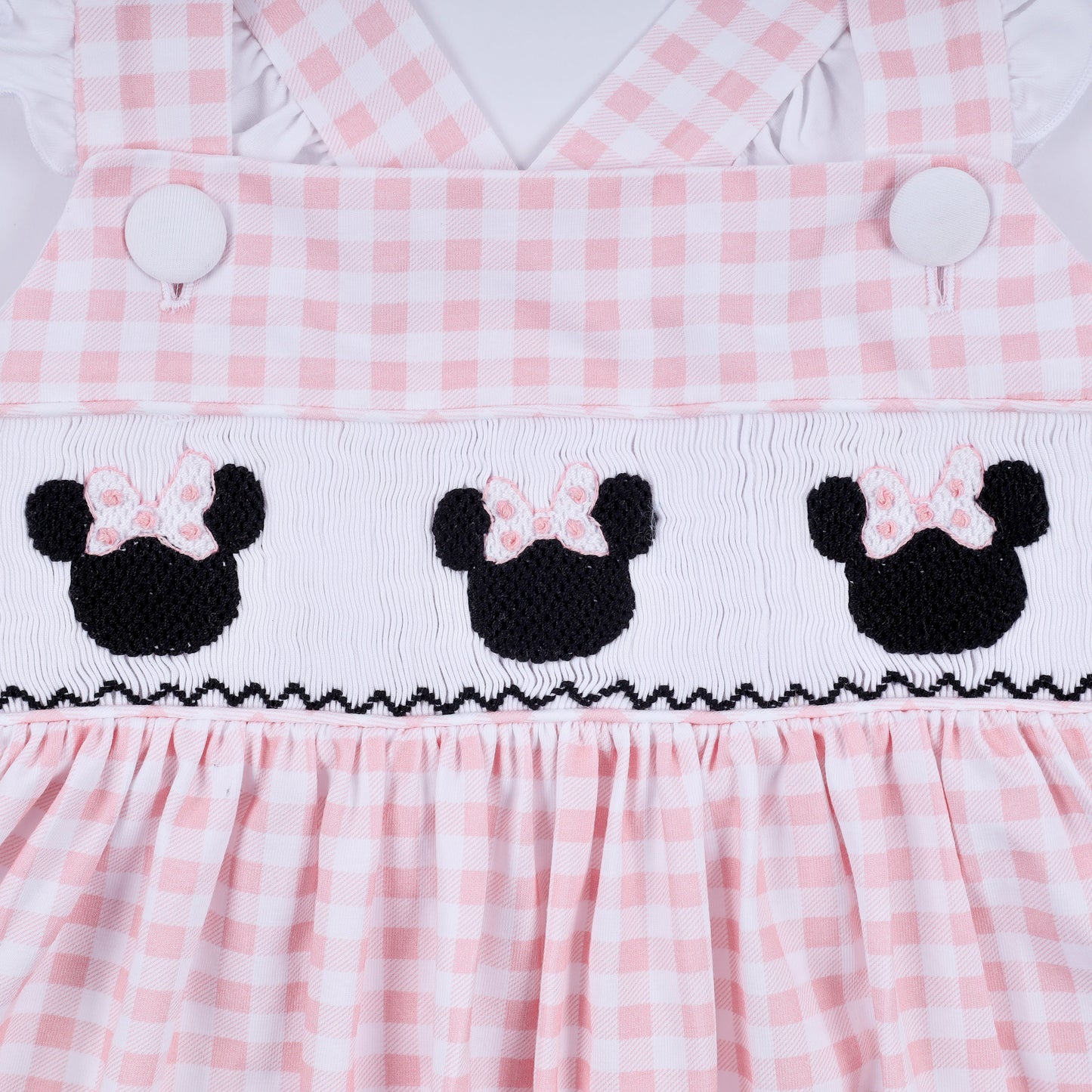 Pink Character Plaid Smocked Dress