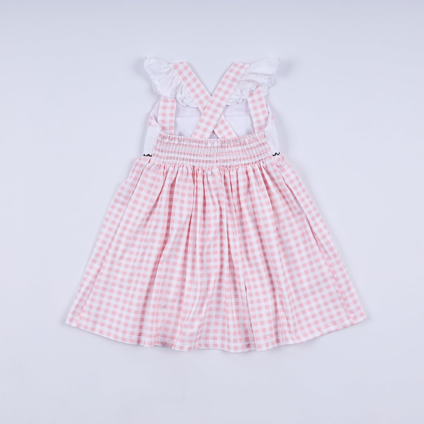 Pink Character Plaid Smocked Dress