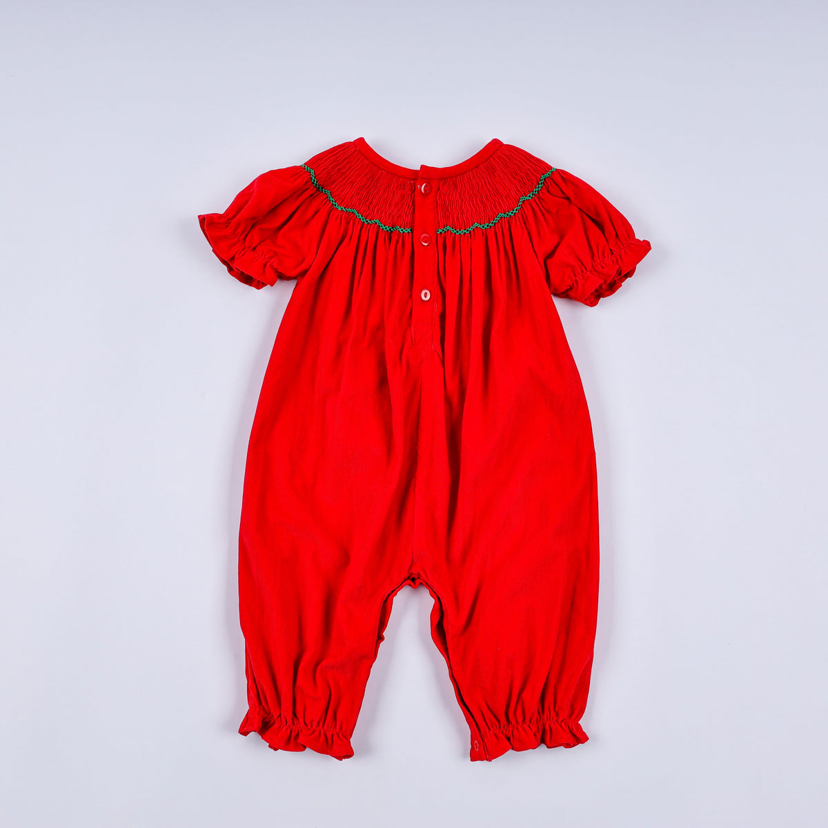 Baby Girl Red Christmas Tree Hand Smocked Romper