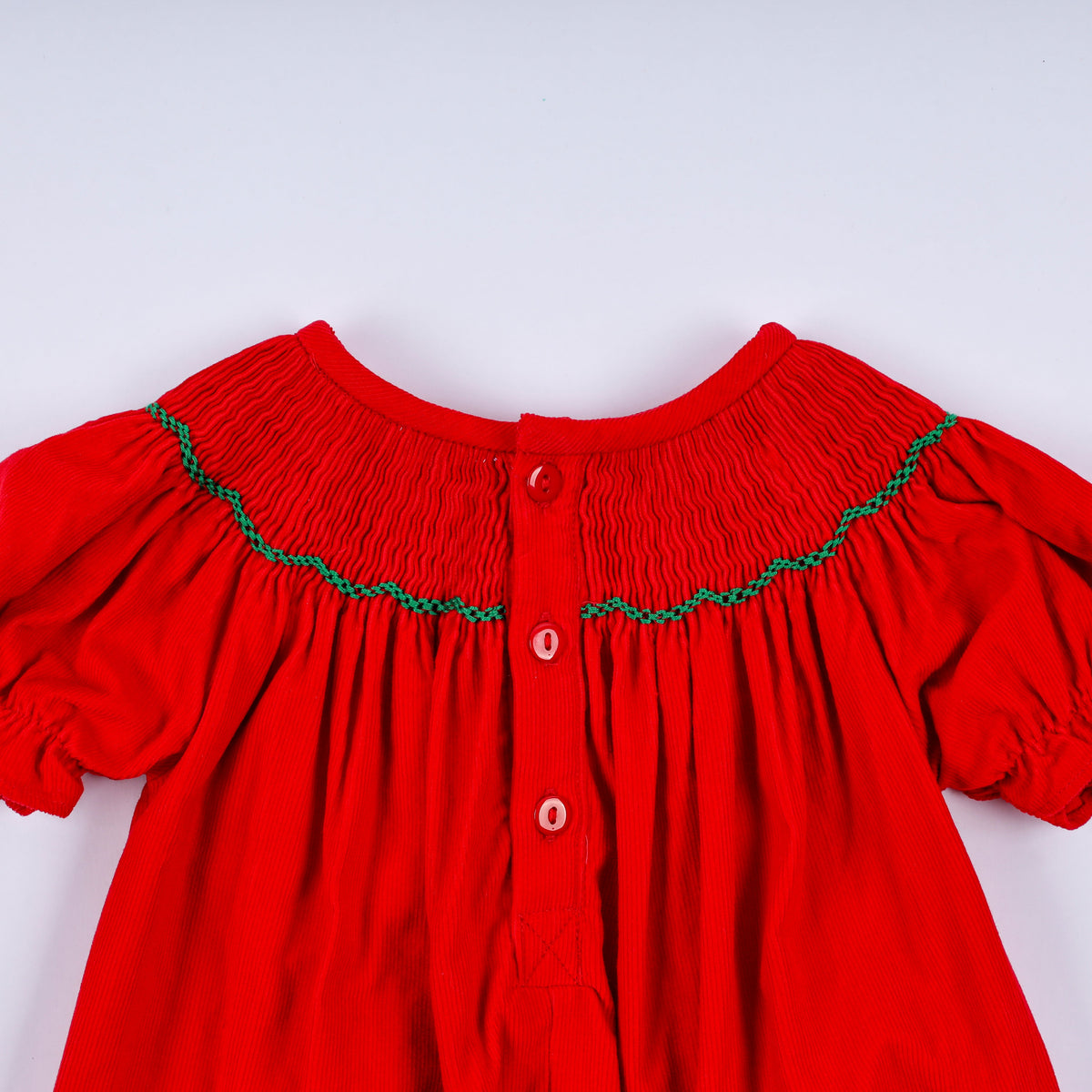 Baby Girl Red Christmas Tree Hand Smocked Romper