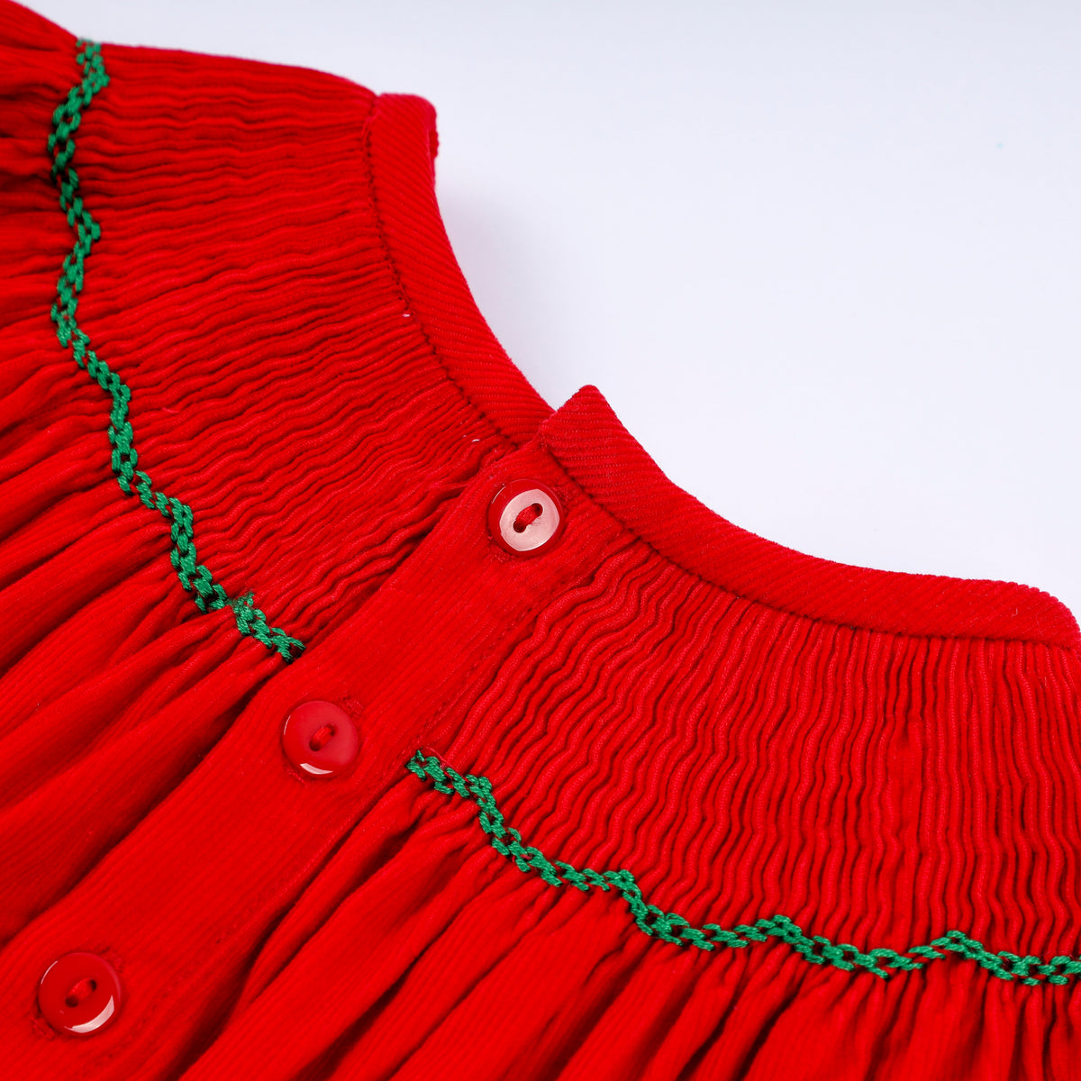 Baby Girl Red Christmas Tree Hand Smocked Romper
