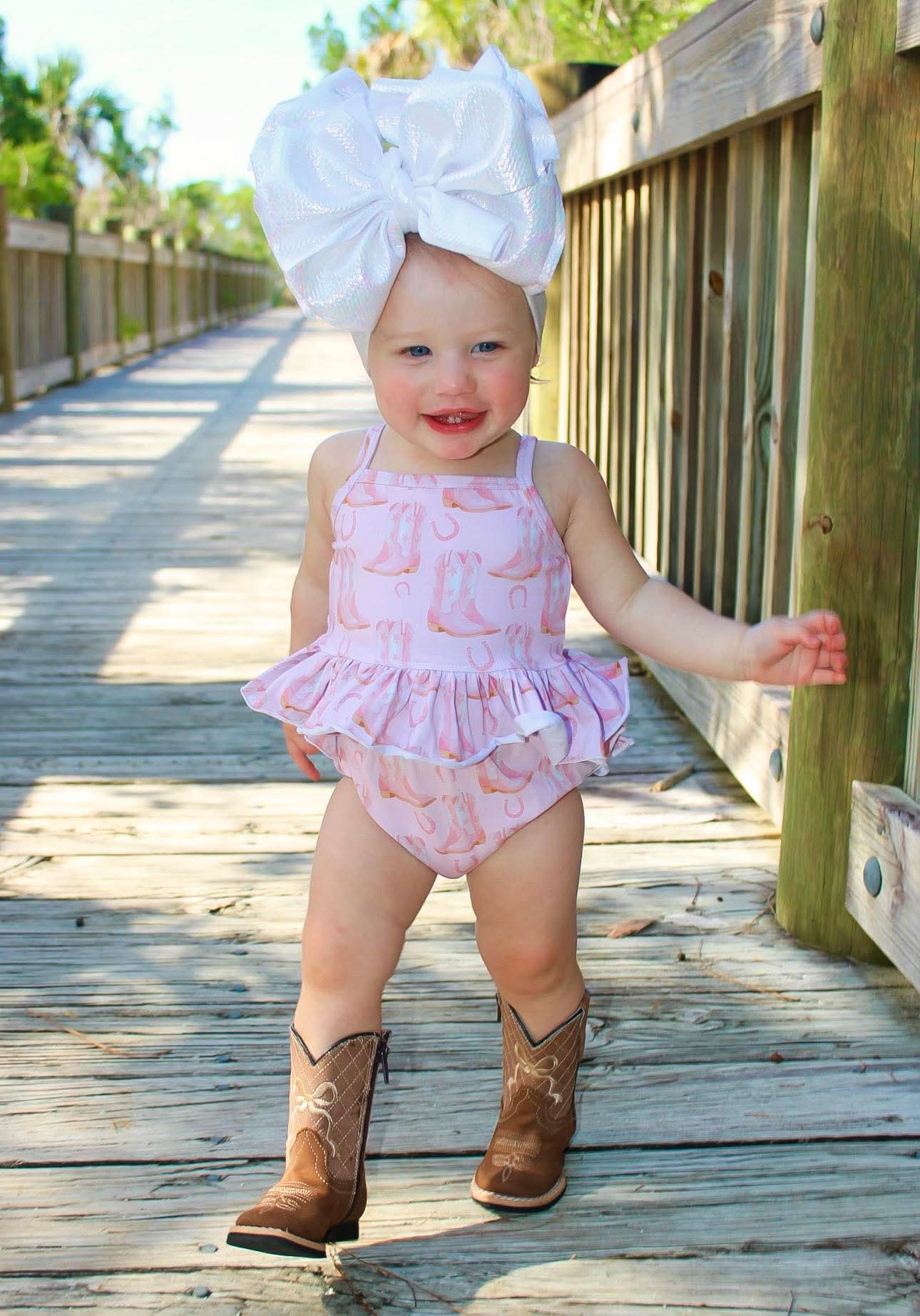 Baby Girl Pink Cowgirl Ruffle Set